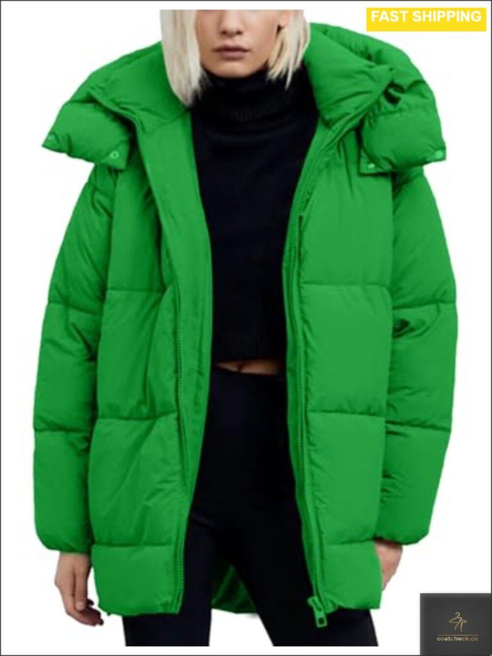Women's Quilted Puffer Jacket Hooded Mid-Length Padded Winter Coat